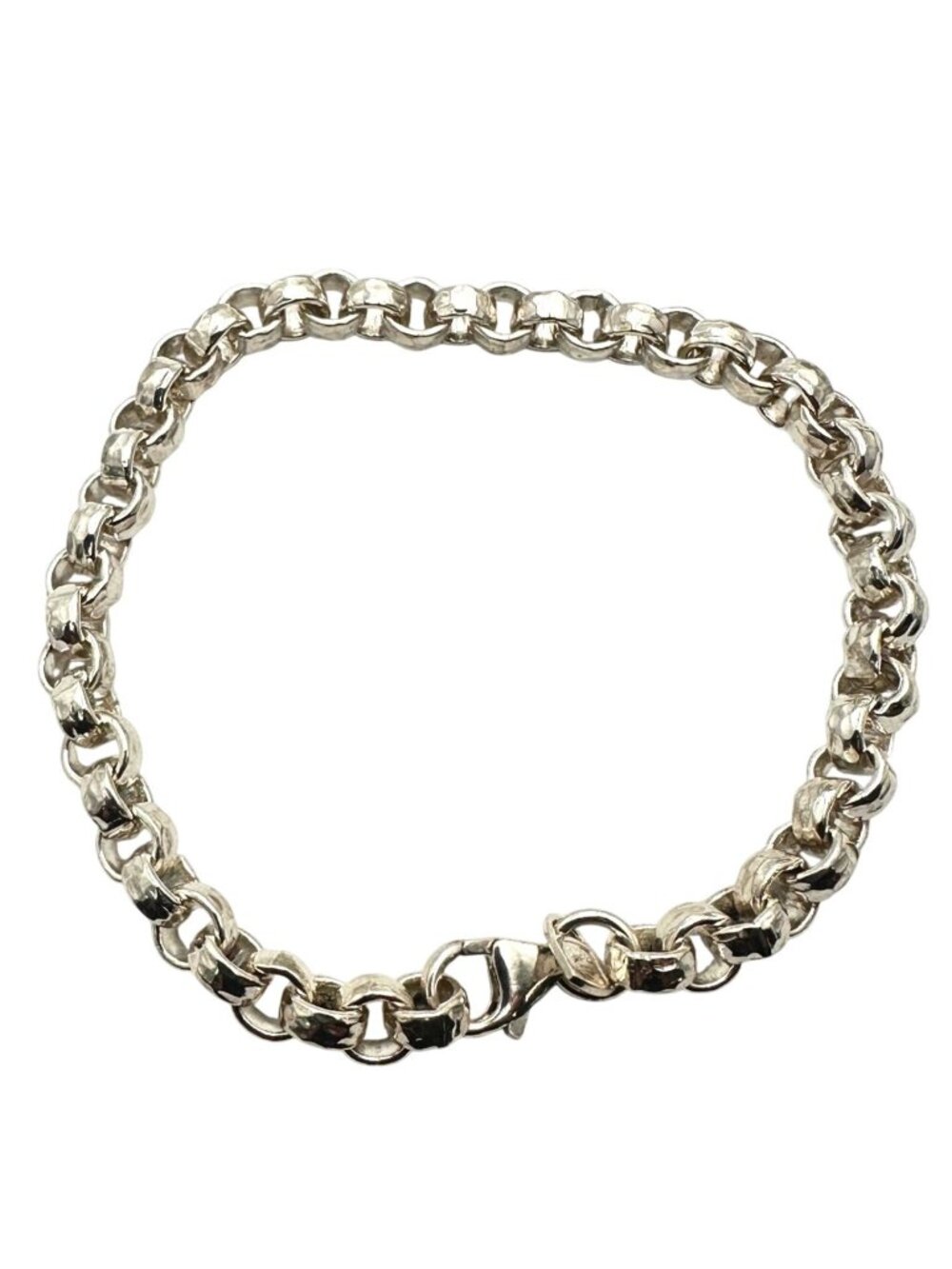 Pure 999 Sterling Silver Rolo Link Chunky Bracelet Size 8 Inches